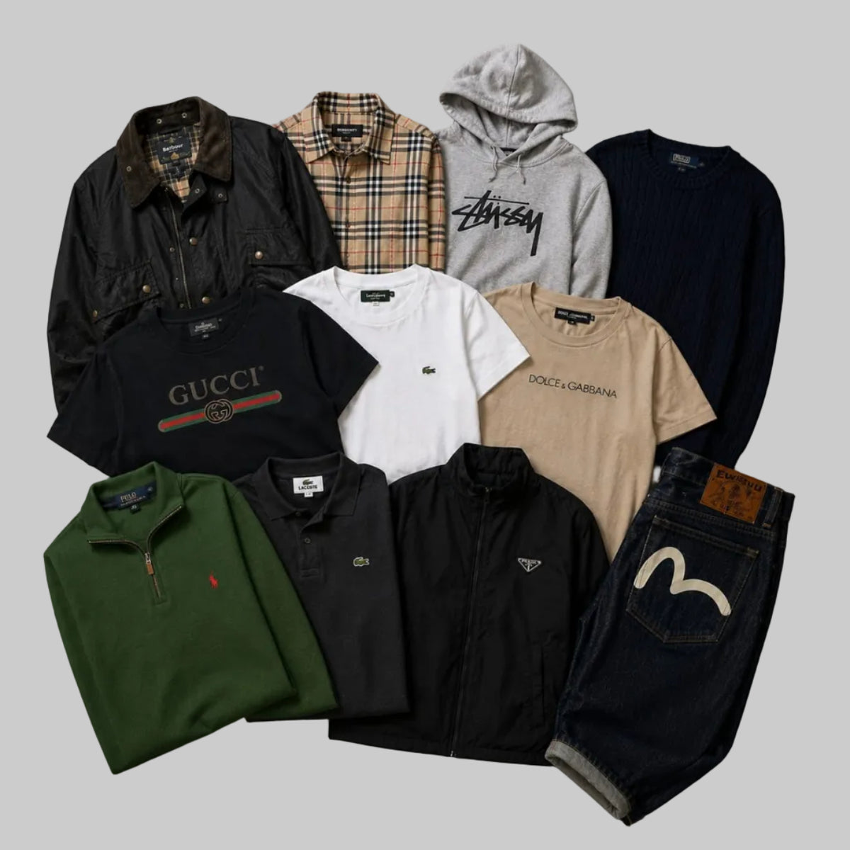 Lot de vêtements de luxe au kilo Gucci Burberry Moncler Off-White - grossiste seconde main pour revendeur Vinted